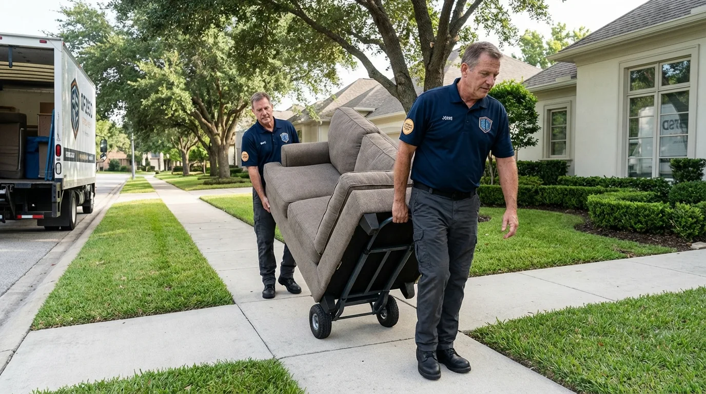 Local residential moving crew loading furniture in College Point, NY